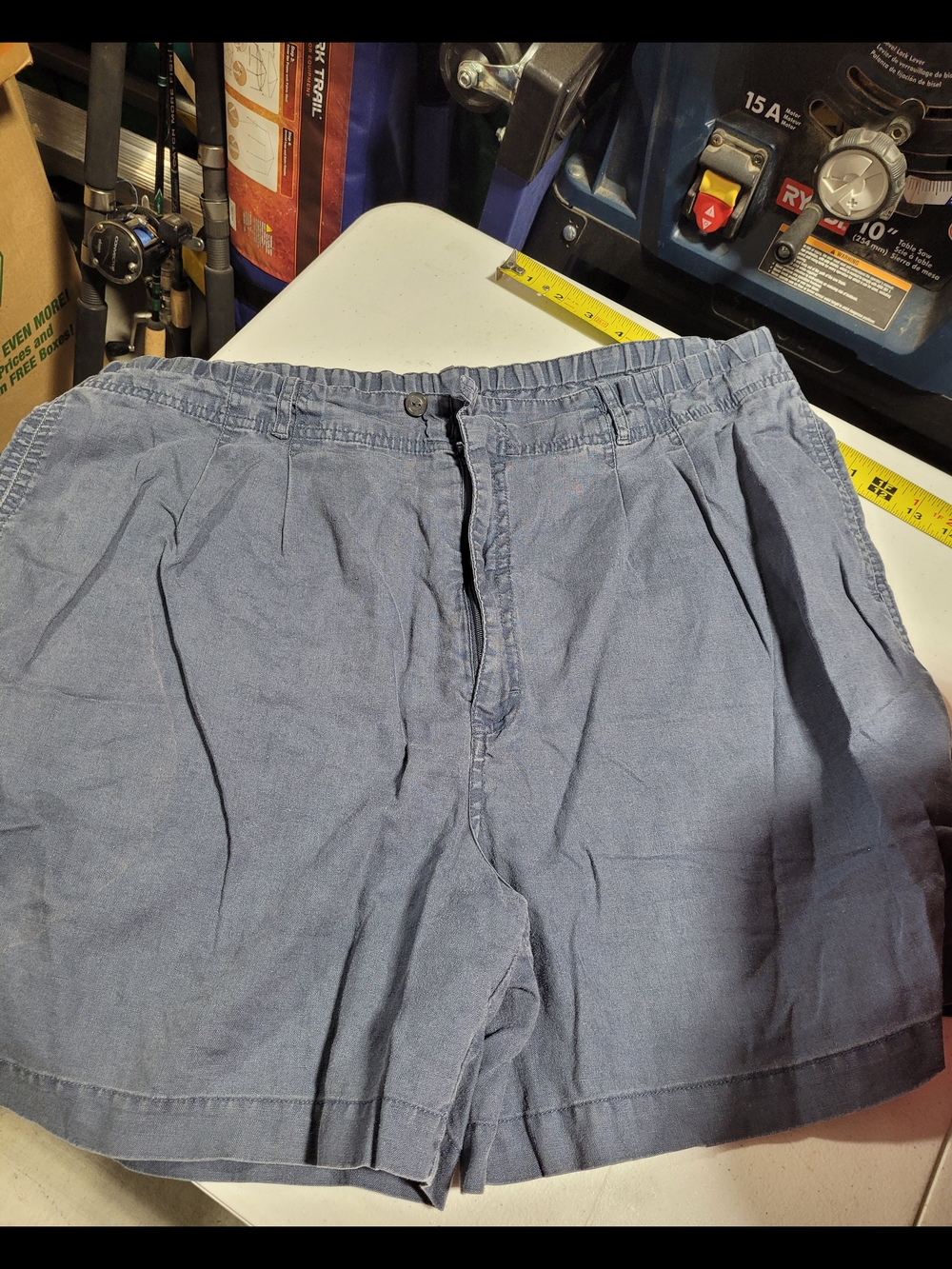 Eddie Bauer Women's Slate Blue Flat-Front Linen Shorts